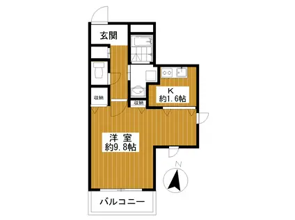 ラトゥール(1K/3階)の間取り写真
