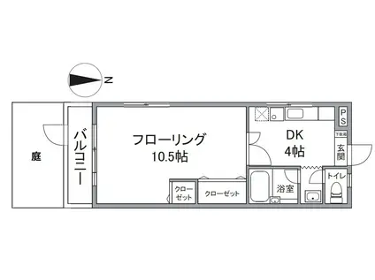 セレニティ中野(1DK/1階)の間取り写真