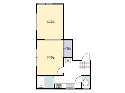 アプリコット寺山(2K/2階)の間取り写真