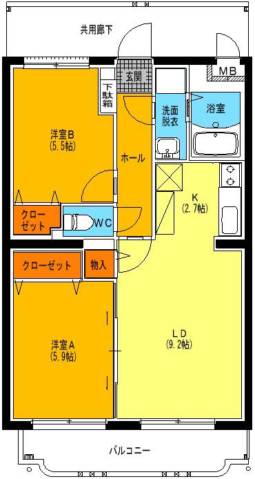 メゾン・デイジー(2LDK/2階)の間取り写真