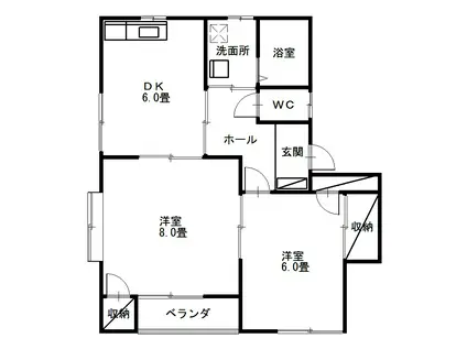 プリンスハイツ(2DK/1階)の間取り写真