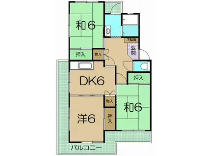 メゾン富沢(3DK/4階)の間取り写真