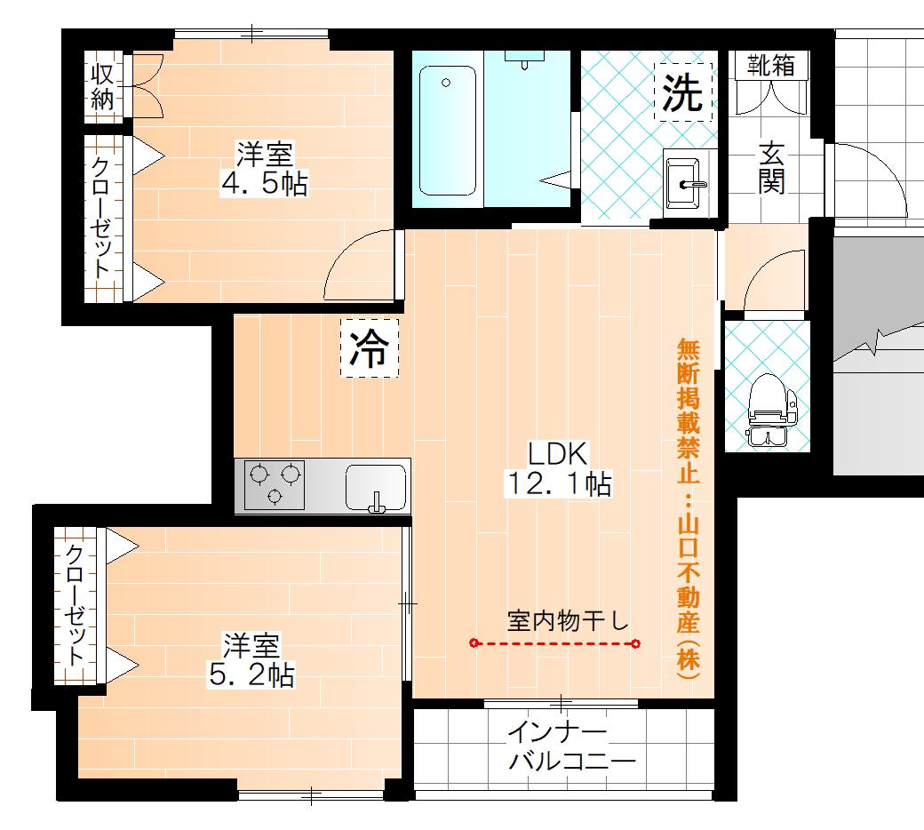 イーハトーヴ(2LDK/2階)の間取り写真