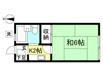 銀杏ハイム(1K/2階)の間取り写真