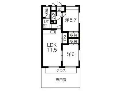 メルベーユ南山(2LDK/1階)の間取り写真
