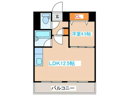 麻生ロイヤルハイツ(1LDK/5階)の間取り写真