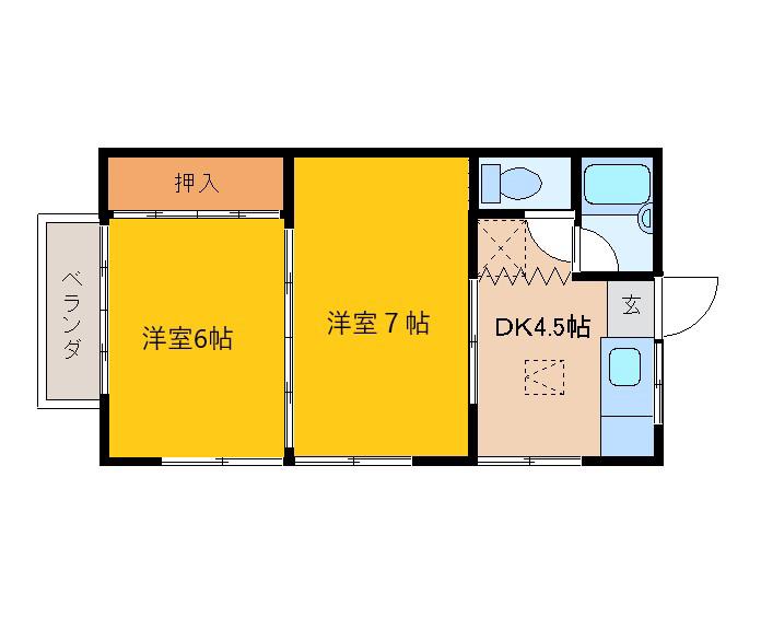 パンシオン和(2DK/2階)の間取り写真