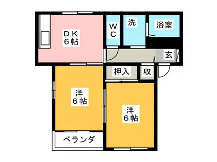クレスト松永(2DK/1階)の間取り写真