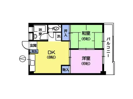 第2長谷川マンション(2DK/1階)の間取り写真