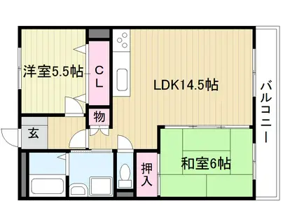 阪奈ローレルハイツ(2LDK/3階)の間取り写真