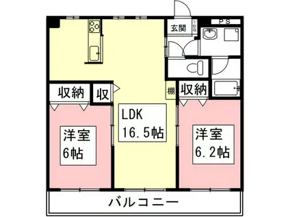 エステート福田町(2LDK/2階)の間取り写真