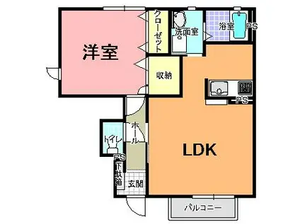 ルミエールSAKADO B棟(1LDK/1階)の間取り写真