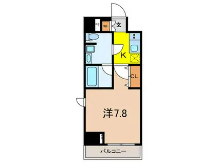 ジェノヴィア新宿中落合スカイガーデン(1K/2階)の間取り写真