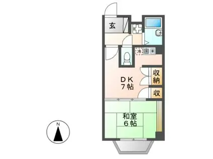 シャンポール北田(1DK/2階)の間取り写真