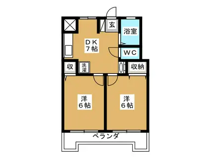 三信マンション(2DK/4階)の間取り写真