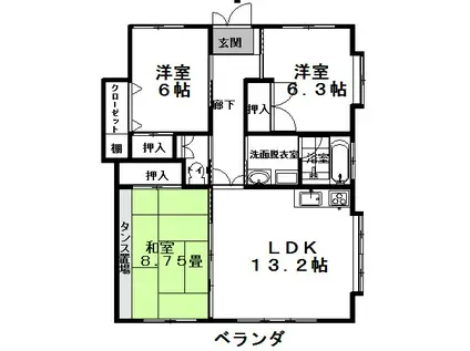 メゾンフォーレストIII(3LDK/1階)の間取り写真