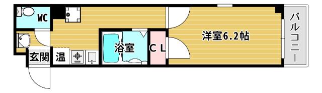 ビビッド北堀江(1K/3階)の間取り写真