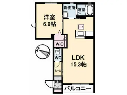 シャーメゾングランシャリオ(1LDK/1階)の間取り写真