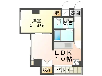 フォルトゥーナRITZ舞子坂II(1LDK/3階)の間取り写真