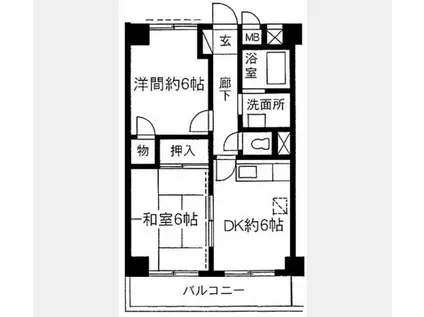 シャトー初台(2DK/2階)の間取り写真