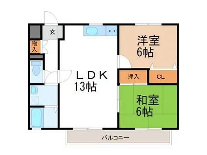 エコロジーマンション三河安城(2LDK/3階)の間取り写真