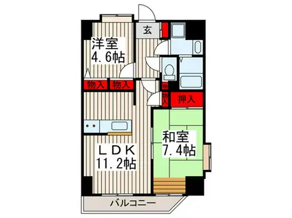 フォーエレメンツ竹ノ塚(2LDK/7階)の間取り写真