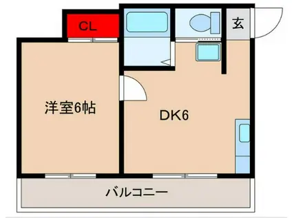 帝京マンション(1DK/1階)の間取り写真