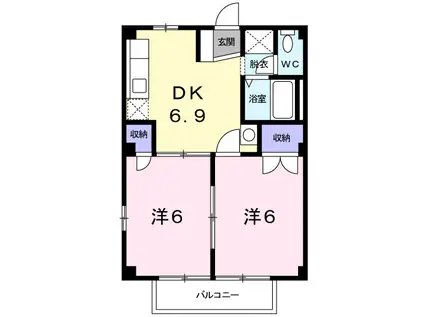 エステートヤマダA(2DK/1階)の間取り写真