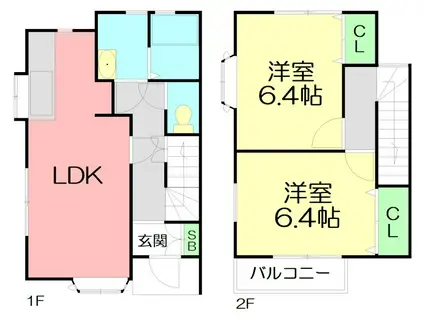 メゾン赤松第2(2LDK/1階)の間取り写真