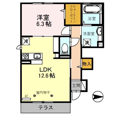 ルアーナ(1LDK/1階)の間取り写真