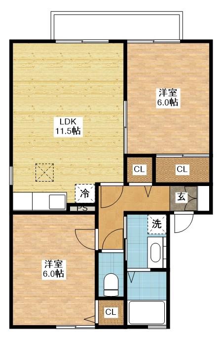 セジュールTAKAISHI(2LDK/1階)の間取り写真