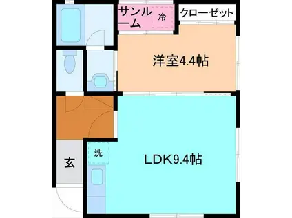 アパートメントハウス(1SLDK/1階)の間取り写真