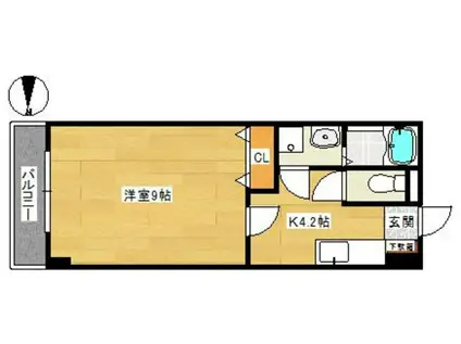 サニーハイツ愛宕(1K/2階)の間取り写真