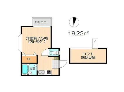 エレガンテ大濠西III(ワンルーム/2階)の間取り写真