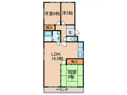 アークヒルズ社が丘(3LDK/3階)の間取り写真