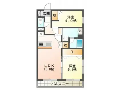 ホープガーデン(2LDK/2階)の間取り写真