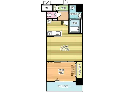 シズカビルディング白銀(1LDK/8階)の間取り写真
