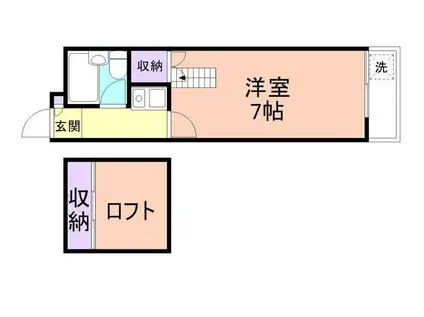 シティパル秋月(1K/2階)の間取り写真