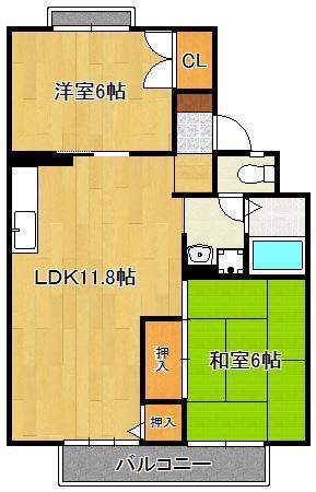 シャルム愛宕(2LDK/2階)の間取り写真