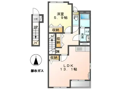 パレス春明(1LDK/2階)の間取り写真