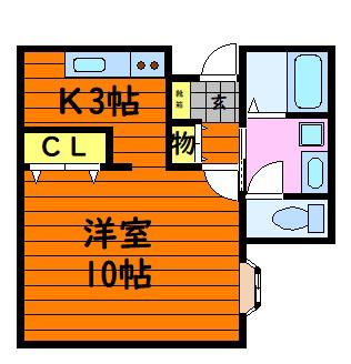 ジンシャーエールI(1K/2階)の間取り写真
