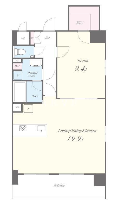 GOLD FOREST 半蔵門(1LDK/12階)の間取り写真