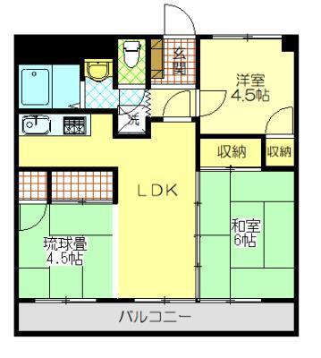 ニューポートビル(2LDK/4階)の間取り写真