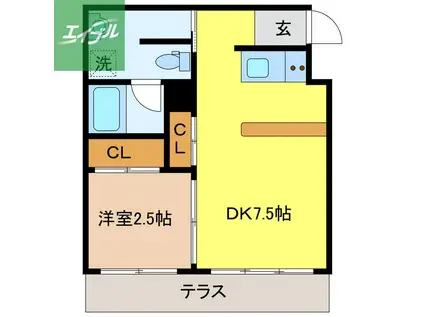 グリーンハイツ石田(1DK/1階)の間取り写真