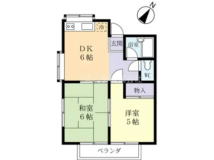 KKレジデンス上長(2DK/2階)の間取り写真