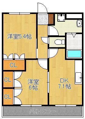 ルミナス・ヨシダ A・B(2DK/1階)の間取り写真