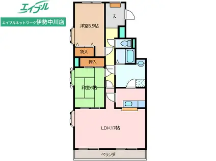 ハイタウンソレイユ(2LDK/4階)の間取り写真