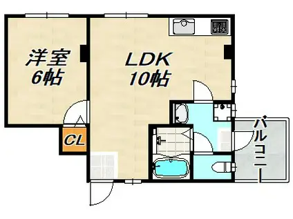 AQUA鈴蘭台(1LDK/1階)の間取り写真