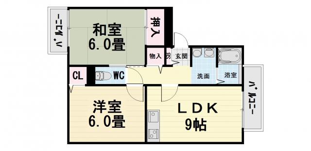 宗久園ハイツ A棟(2LDK/3階)の間取り写真