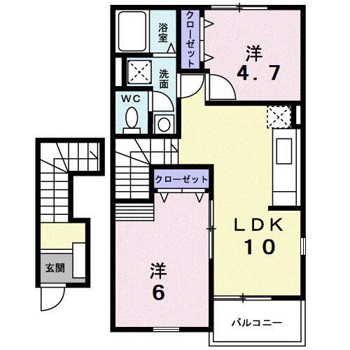 セント・ポーンズC(2LDK/2階)の間取り写真